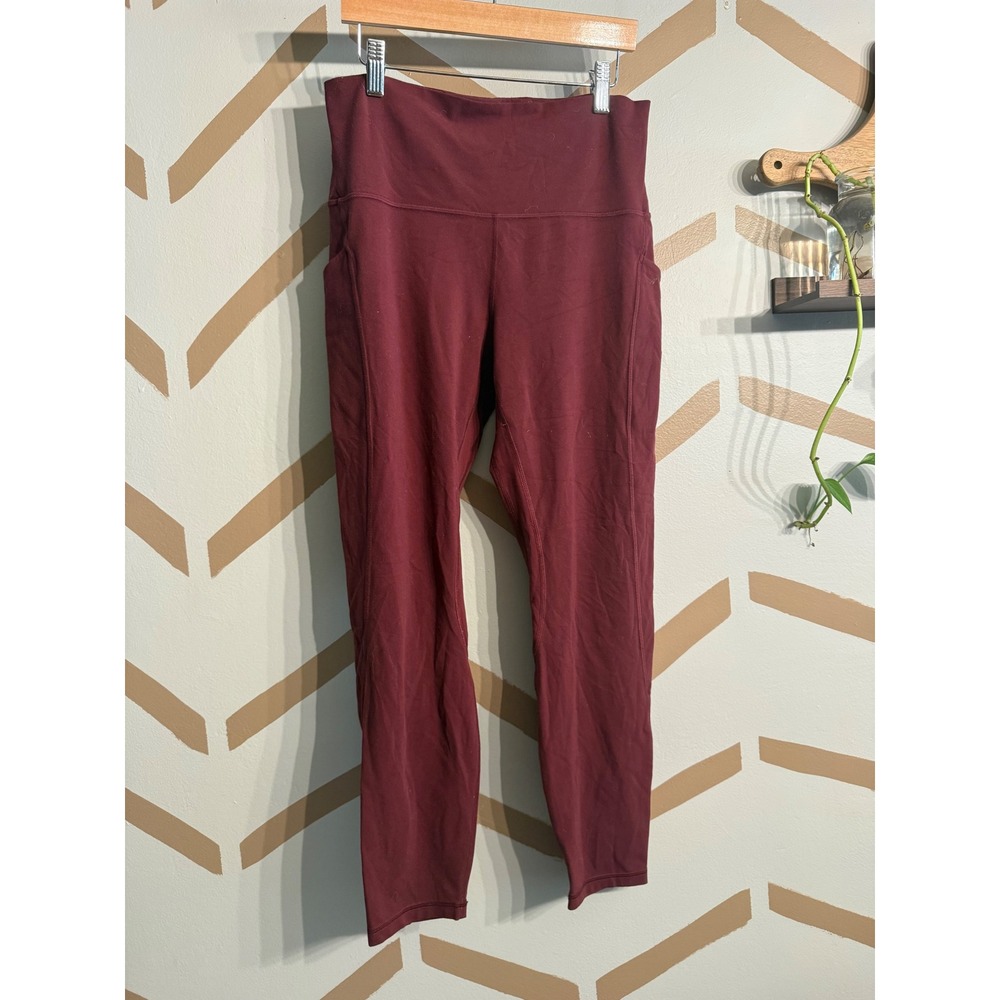Lululemon Leggings Women‎ 10 Maroon High Rise Fast and Free Side Pockets LW5DCES